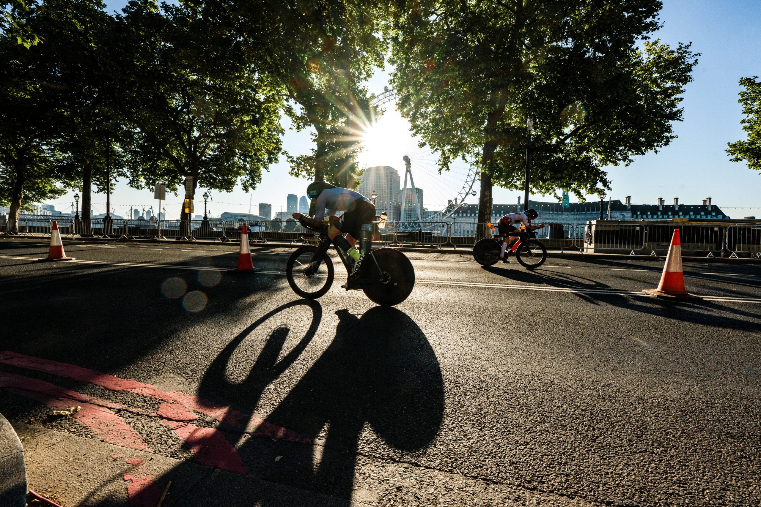 Cyclist along the Thames at the London T100