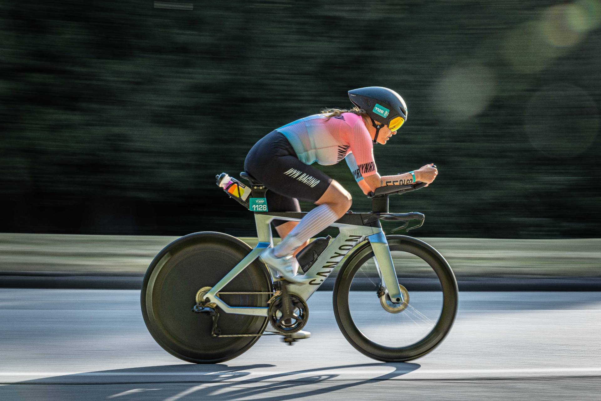 T100 Triathlon - Amateur athlete on bike